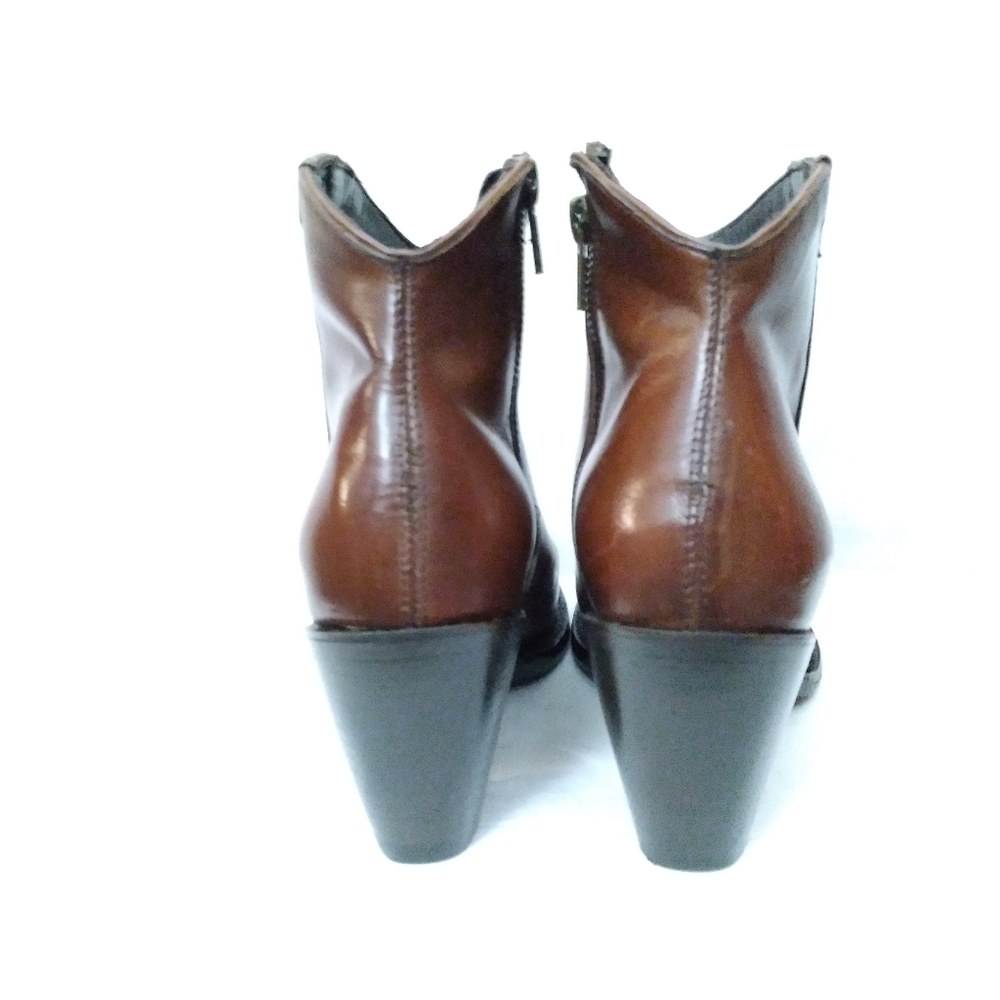 Final Sale  - ALLENS Brown Leather Western Style Dress Boots - Picture 4 of 7